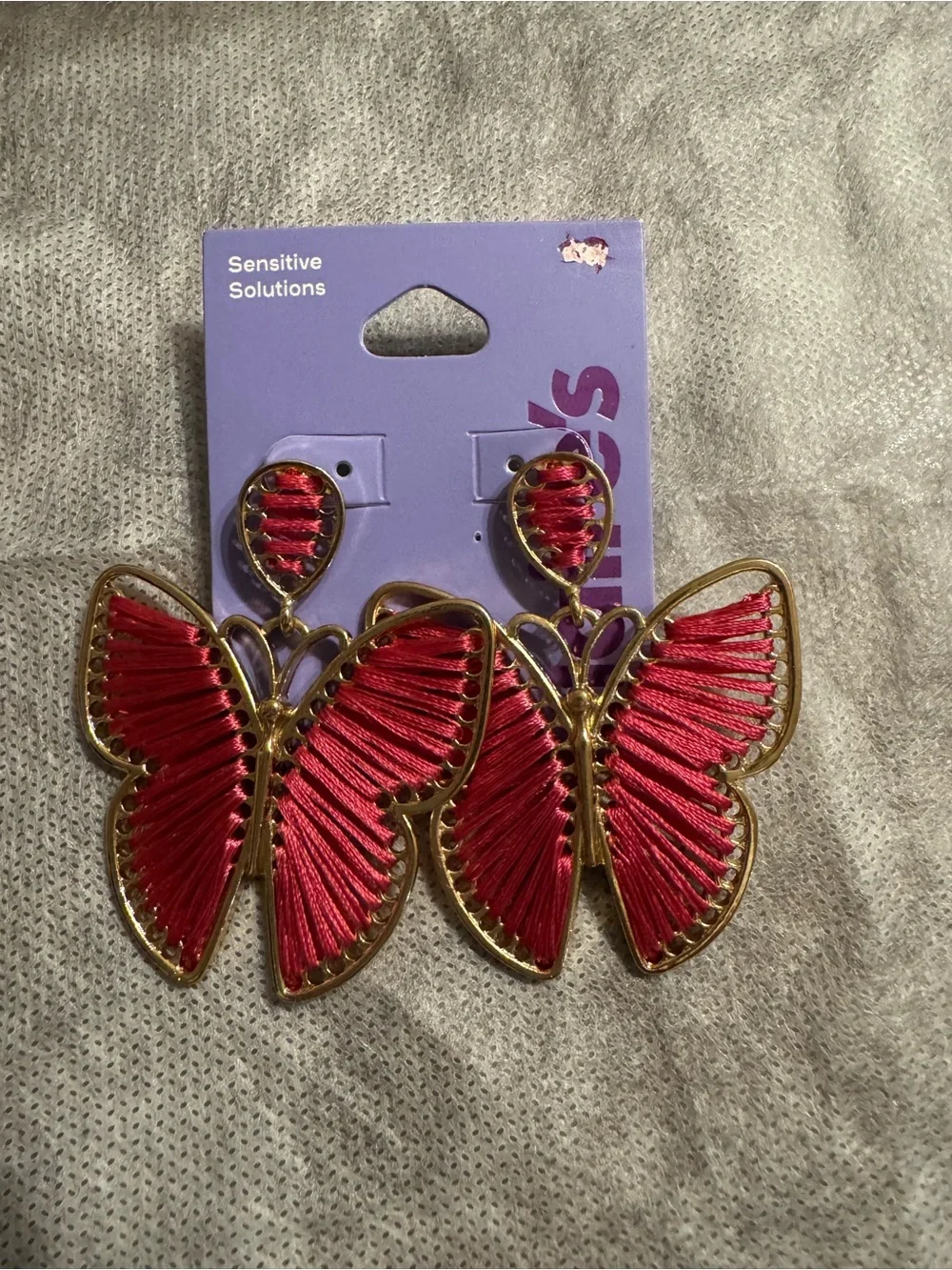 Claire's Gold-Tone Earrings with Pink Butterfly Wings